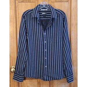 Bonfire Snowboarding Company Shirt Men's Large Striped Cotton Twill Sportswear